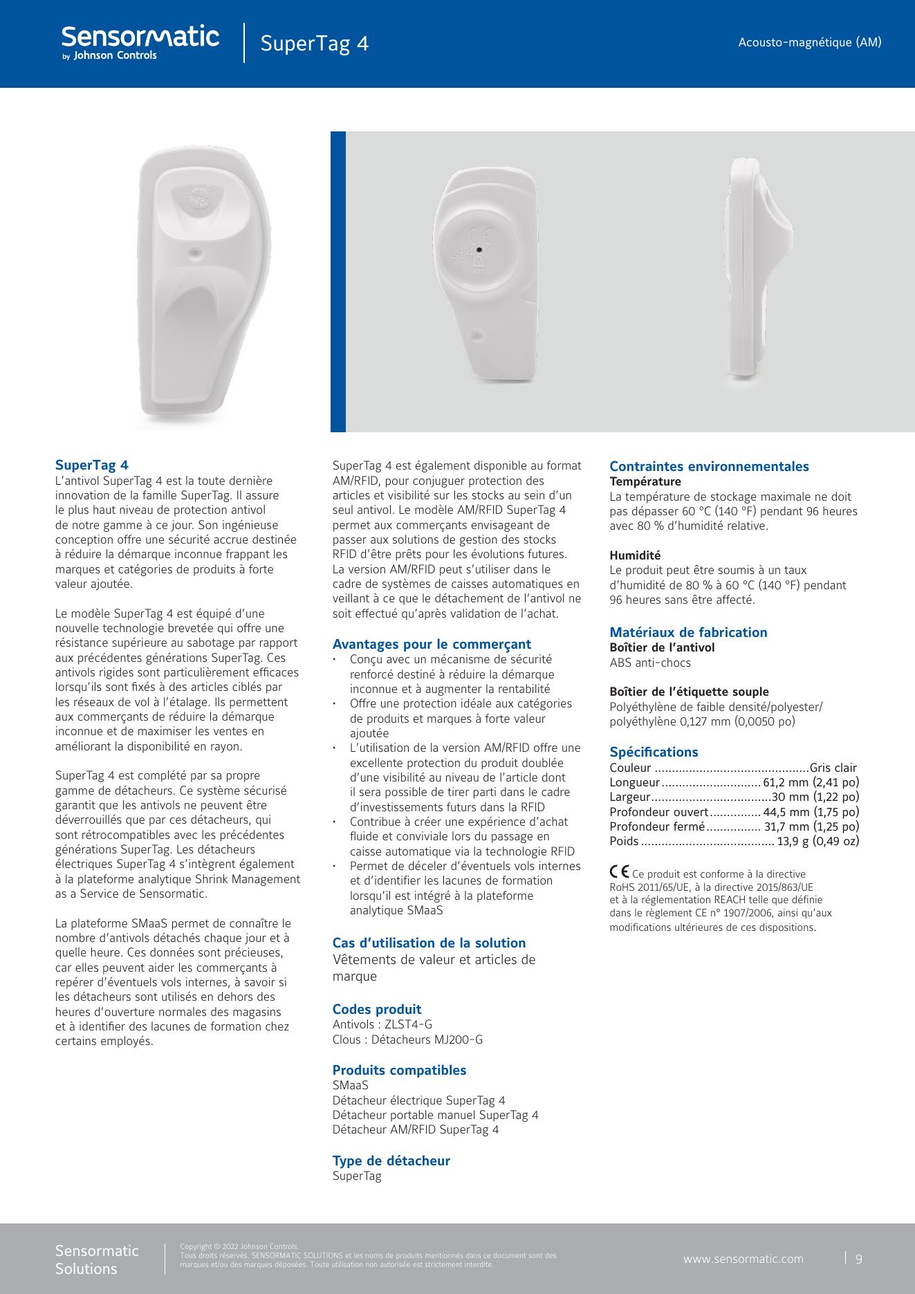 Antivol rigide Sensormatic SuperTag 4